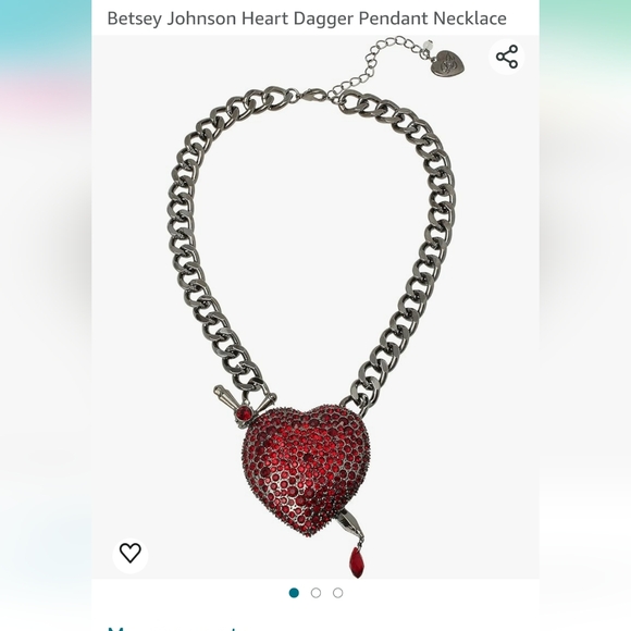 Betsey Johnson Heart Dagger Pendant Necklace! NWT! - Picture 3 of 16